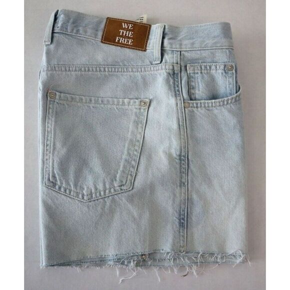 We The Free OB1712345 Women Sz 25 Blue Ivy Mid-Rise Button-Fly Raw Hem Shorts - Picture 10 of 10
